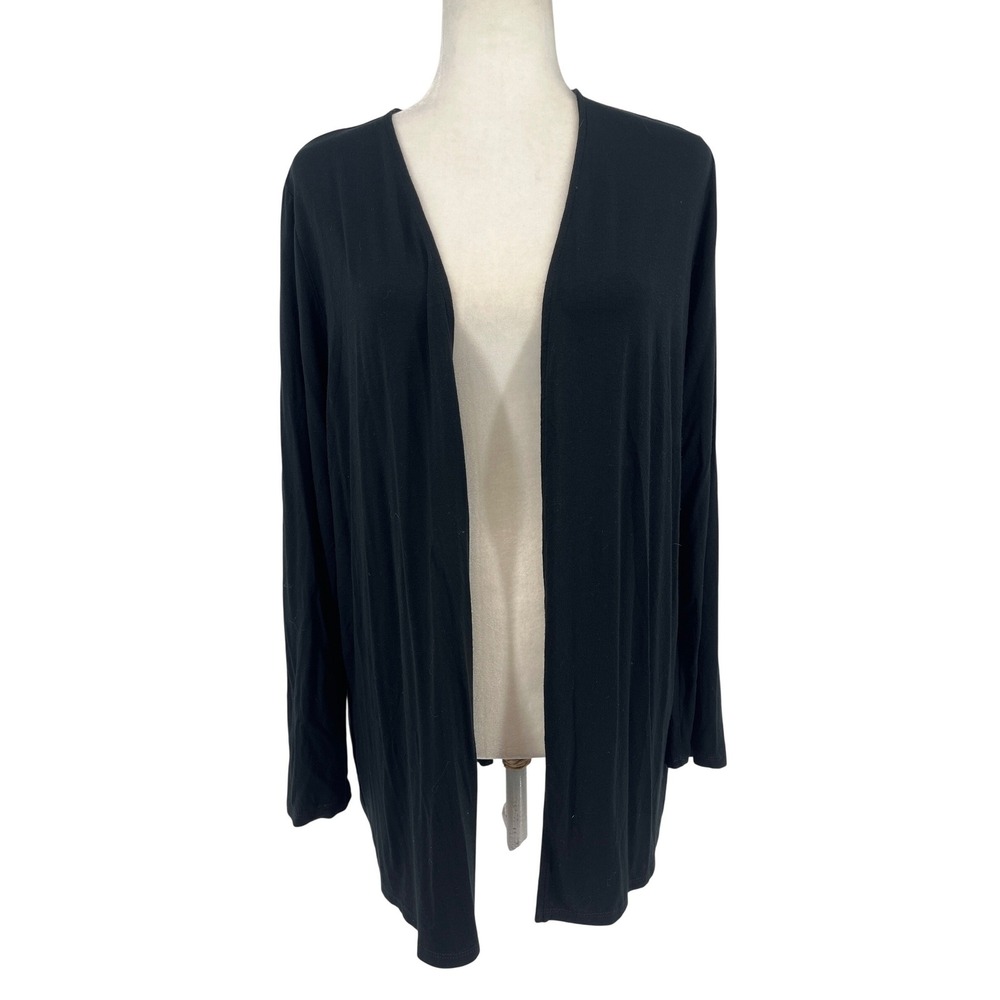 J. Jill Cardigan Women Large Black Excellent Wearever Split Back Open Front